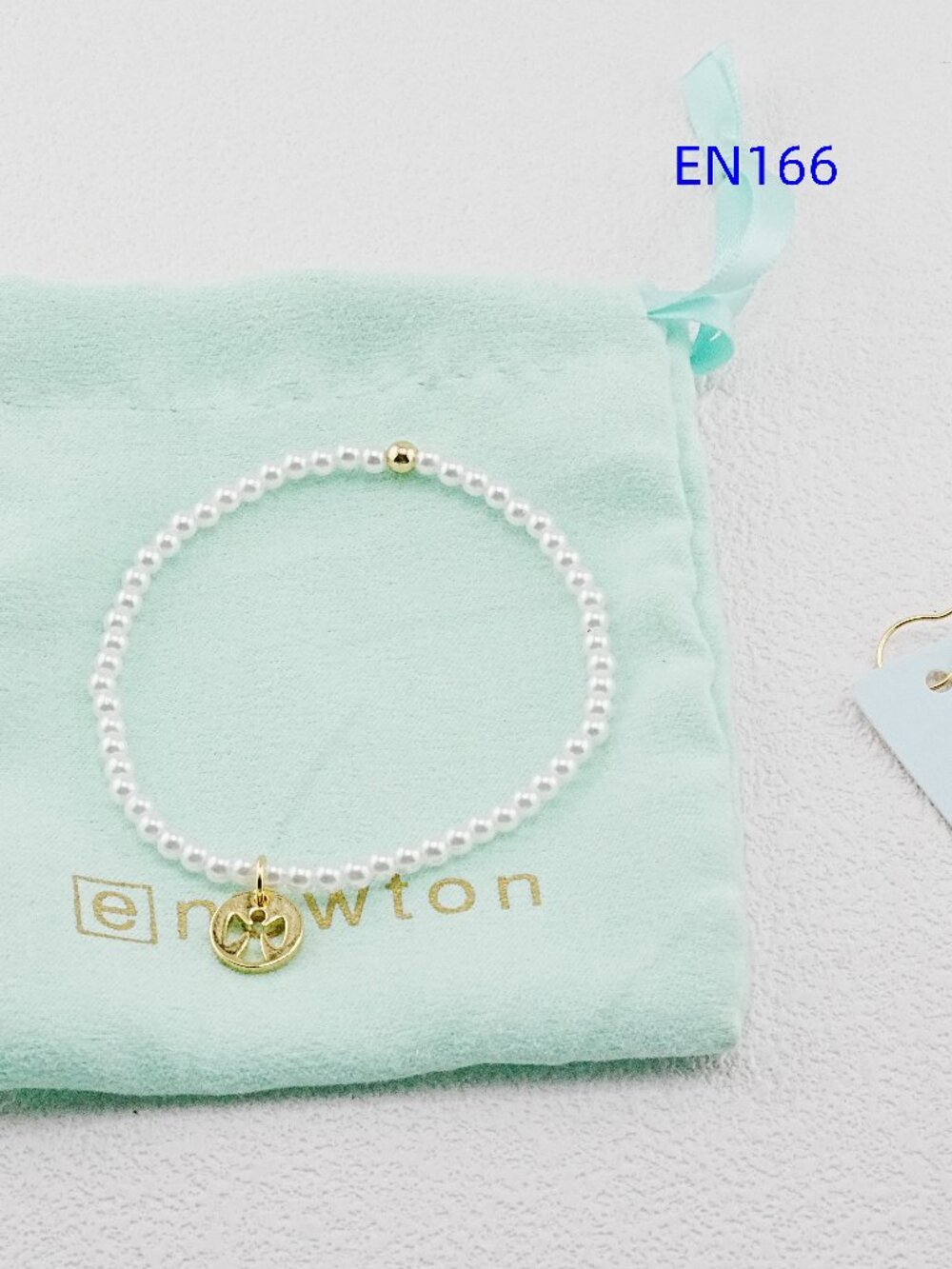 Enewton White Pearl Gold Hollow Cross Bracelet